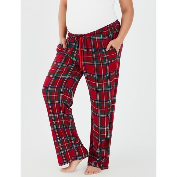 Old Navy Other - Old Navy size XL Pajama Pants Red Plaid Maternity Drawstring Cozy Flannel